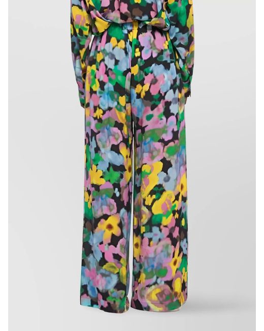 AZ FACTORY White Floral-Print Wide-Leg Trousers