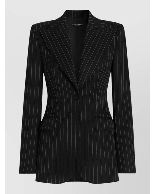 Dolce & Gabbana Black Pinstriped Single-Breasted Blazer