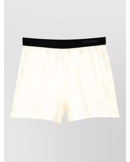Tom Ford White Silk Elasticated Waist Knee-Length Shorts