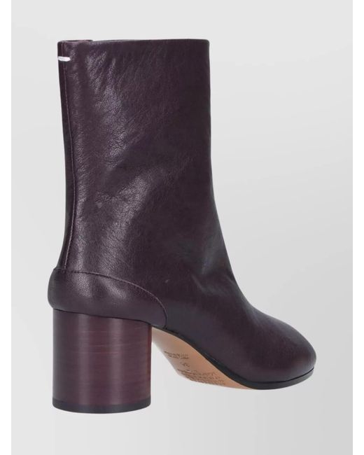 Maison Margiela Purple Split-Toe Dark Leather Ankle Boots