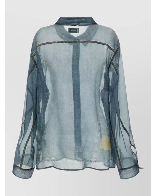 Haikure Blue Maya Long Sleeve Shirt Sheer Fabric