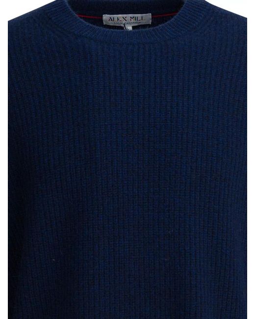 Alex Mill Blue Jordan Cashmere Sweater Crew Neck Long Sleeves for men