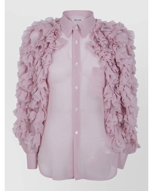 Comme des Garçons Purple Sheer Ruffle Jacket Long Sleeves Pocket