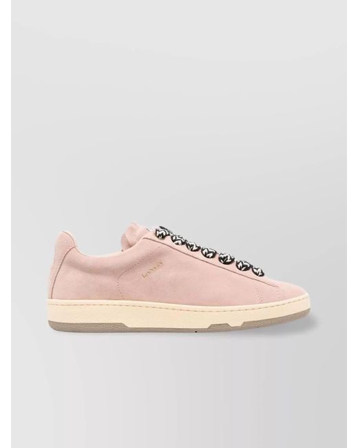Lanvin Pink Leather Low-Top Sneakers