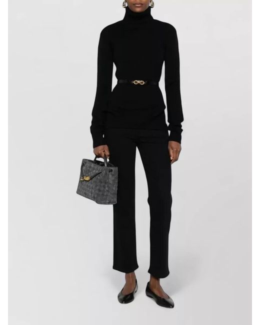 Totême Black Cashmere Merino Turtleneck Sweater Long Sleeves
