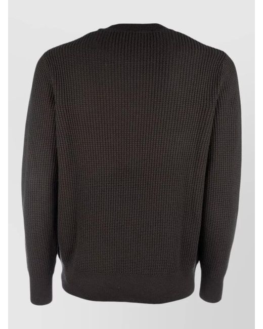 Paolo Pecora Black Ribbed Crew Neck Knitwear Long Sleeves for men