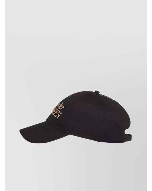 McQueen Black Cotton Logo Baseball Cap for men