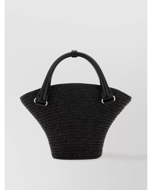 Balenciaga Black Beach Mini Straw Shoulder Bag