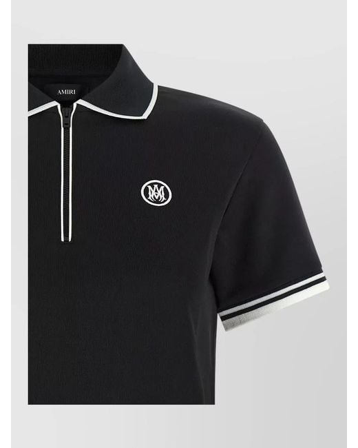 Amiri Black Short-Sleeve Zip Polo Top