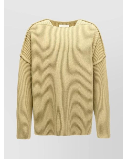 Jil Sander Natural Geometric Neckline Wool Jumper for men