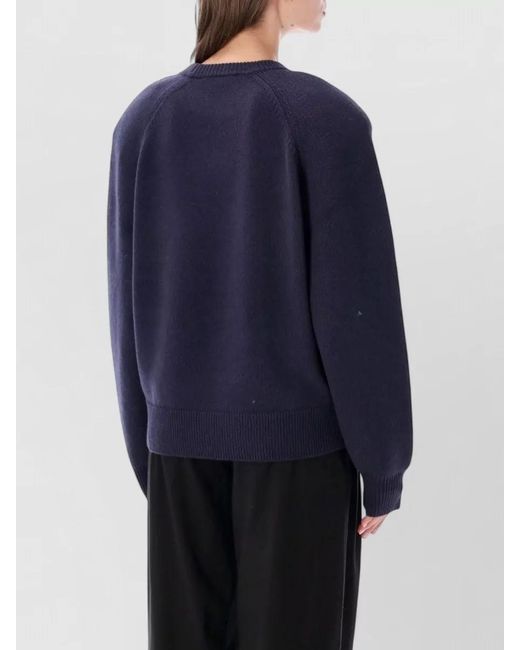 Frankie Shop Blue Lina Sweater Padded Shoulders Crew Neck