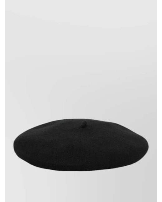 Emporio Armani Black Logo Wool Felted Round Basque Hat