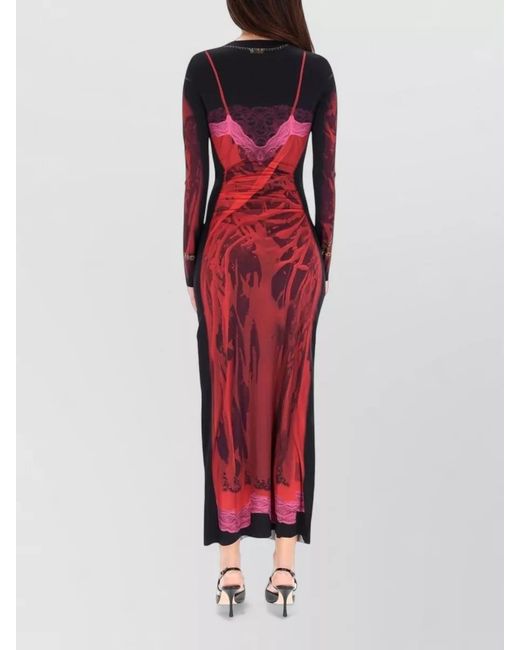 MARINE SERRE Red Wet Nuisette Maxi Dress