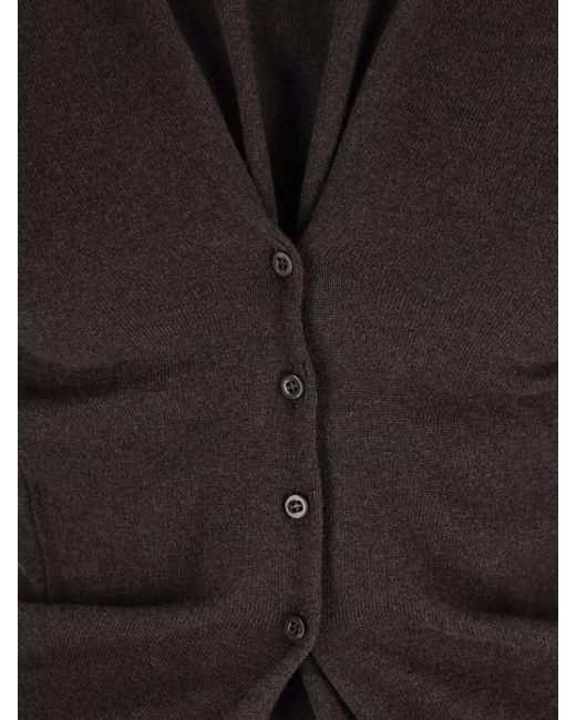 Paloma Wool Black Knit Sweater Crew Neck Button Detail