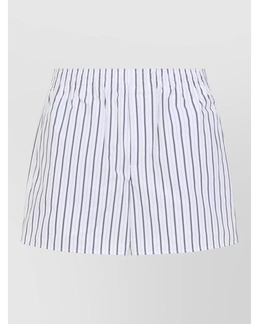 AMI White Elasticated Shorts Vertical Stripes Pockets for men