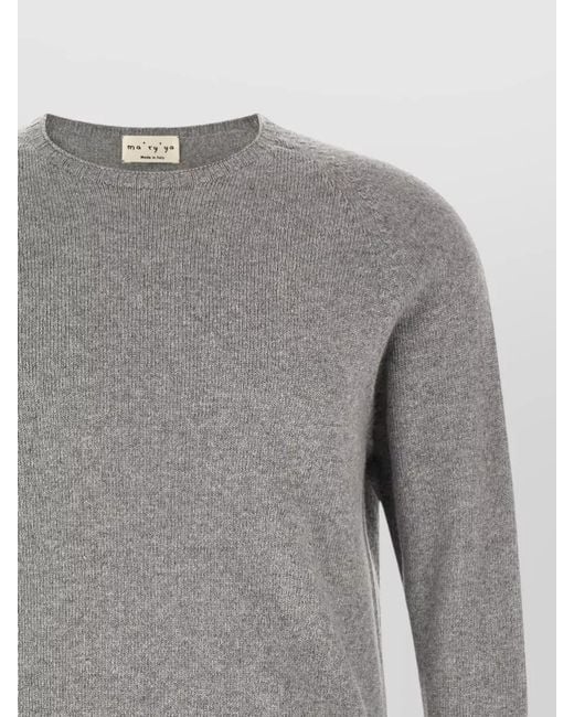 Ma'ry'ya Gray Cashmere Virgin Wool Ribbed Crew Neck Jumper for men