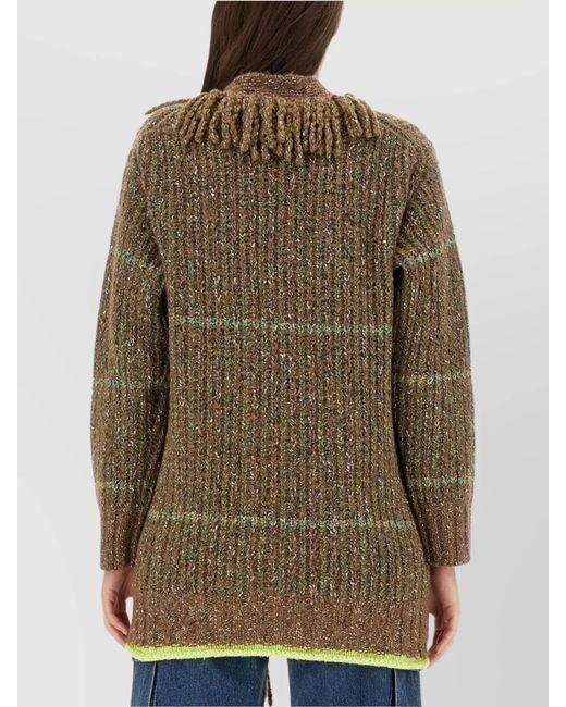 Stella McCartney Blue Wool Blend V-Neck Cardigan