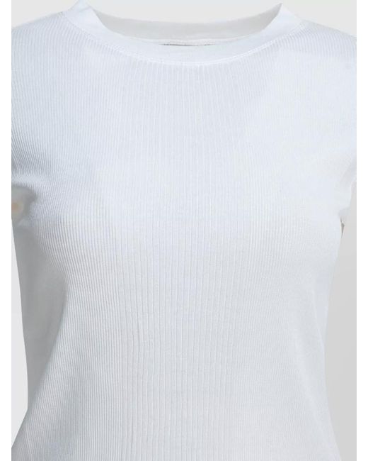 Loulou de Saison White Crew Neck Ribbed Short Sleeve Top