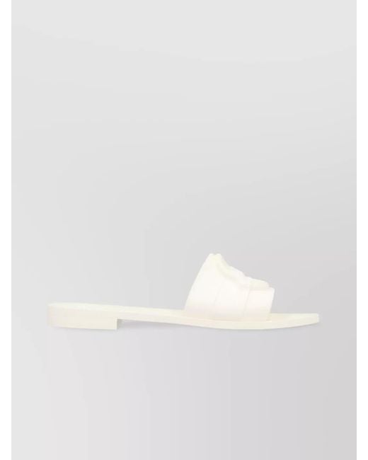 Moncler White Rubber Slides Flat Sole