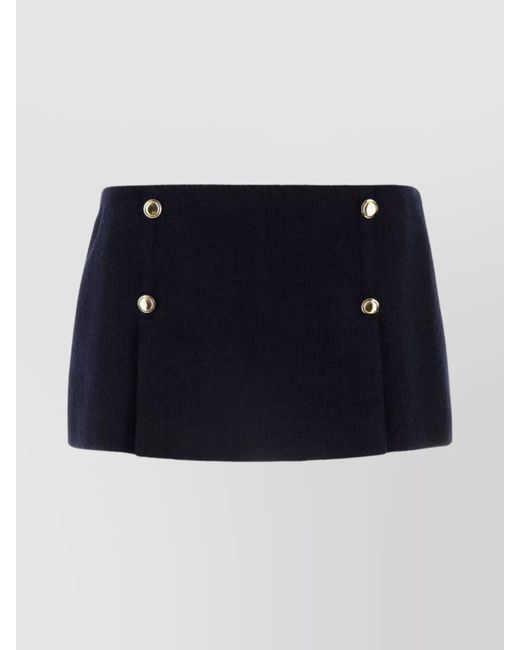 Miu Miu Blue Midnight Wool Blend Mini Skirt