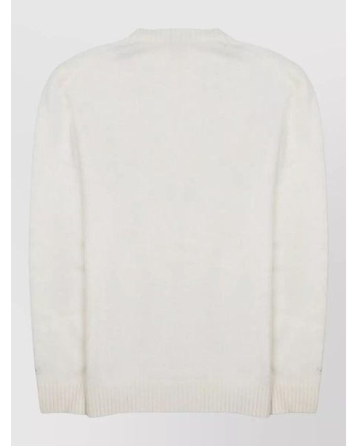 Mc2 Saint Barth White Alpaca Knit Top Ribbed Cuffs Hem for men
