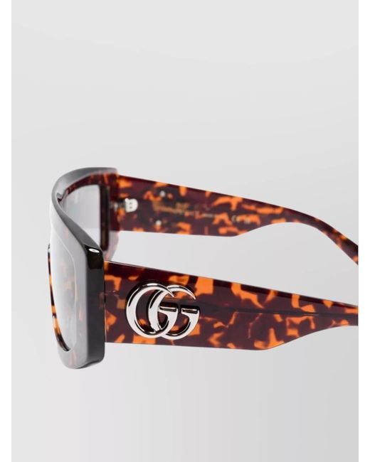 Gucci Metallic Acetate Rectangular Sunglasses