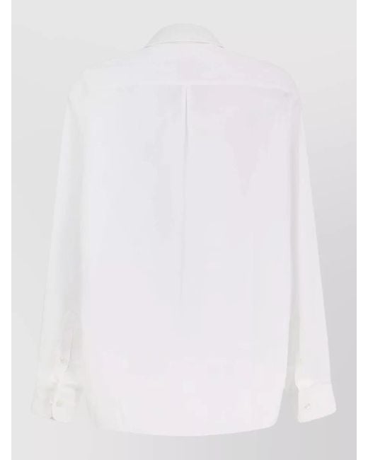 Brunello Cucinelli White Cotton Shirt Long Sleeves Spread Collar for men