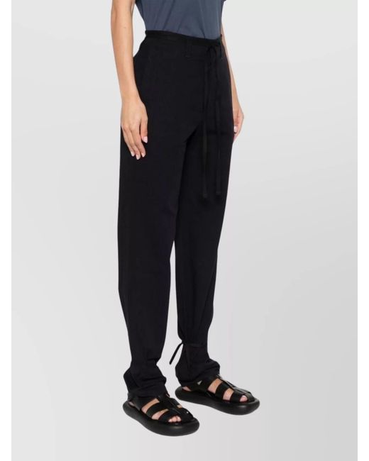 Lemaire Black Cotton Mid-Rise Straight-Leg Trousers