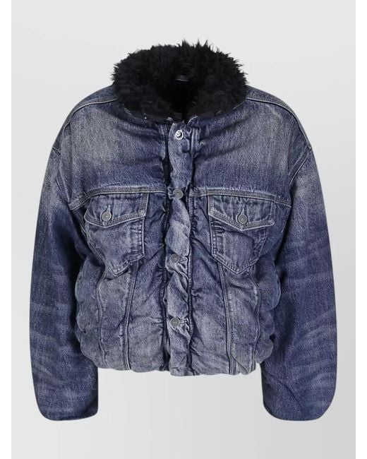 DIESEL Blue Faded Denim Padded Jacket