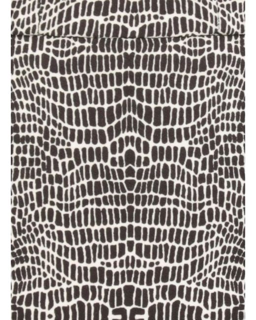 Elisabetta Franchi Gray Snake-Print Midi Pencil Skirt