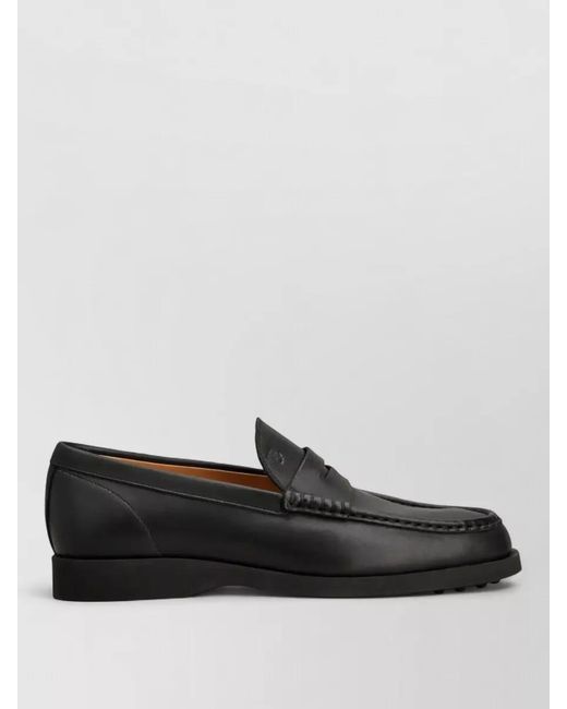 Tod's Black Leather Penny Loafers for men