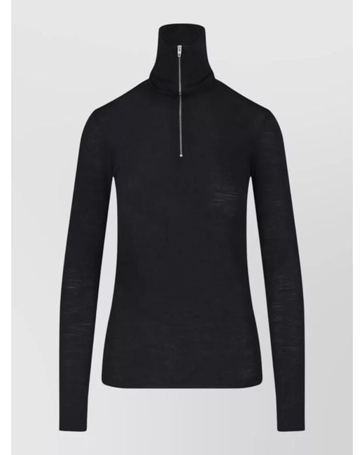 Jil Sander Black Knitwear High Neck Long Sleeves Top