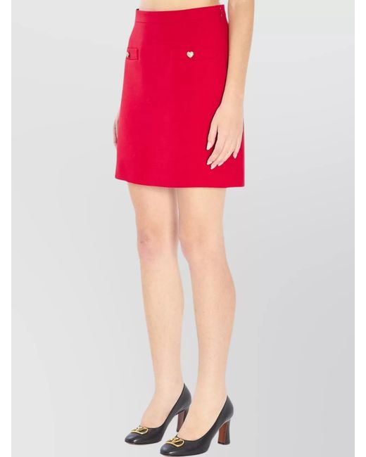 Valentino Garavani Red Silk Mini A-Line Skirt