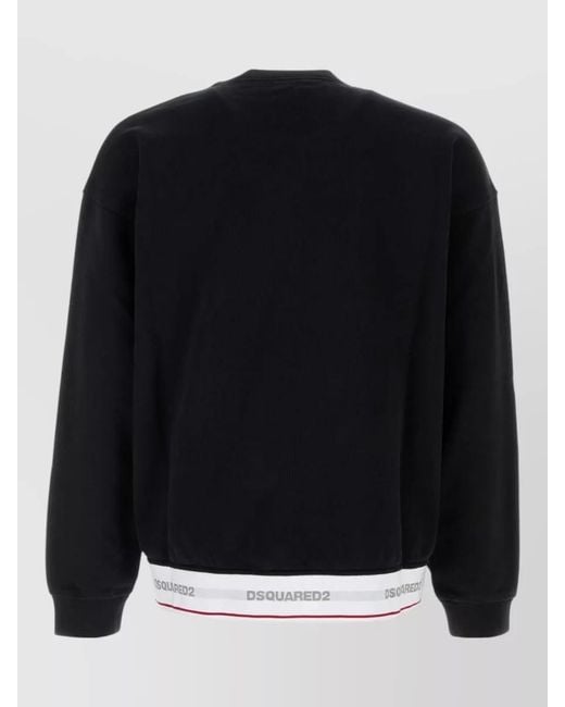 DSquared² Black Cotton Oversized Sweatshirt Crew Neck for men