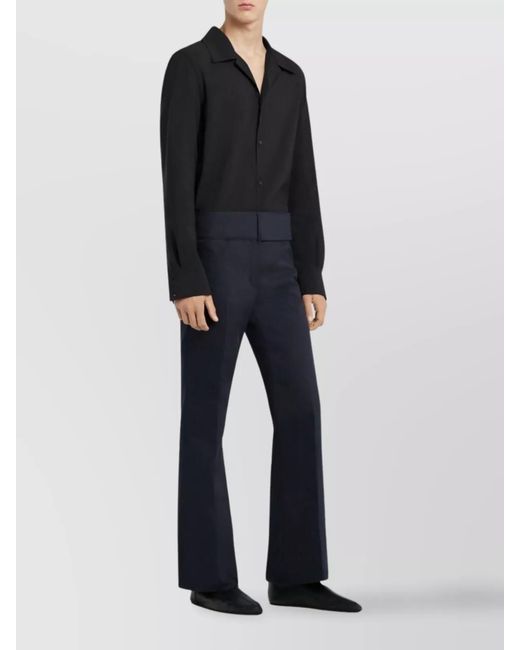Courreges Blue Long-Sleeve Camp-Collar Shirt for men