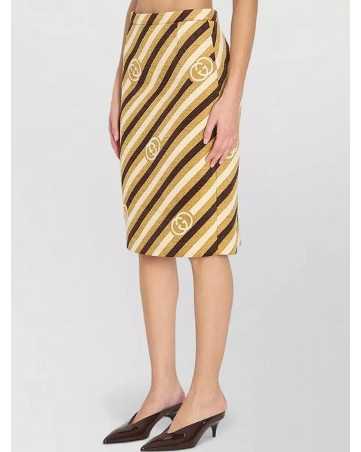 Gucci Yellow Diagonal Gg Velvet Midi Skirt