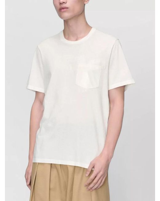Maison Margiela White Short Sleeve Crew Neck Shirt Chest Pocket for men