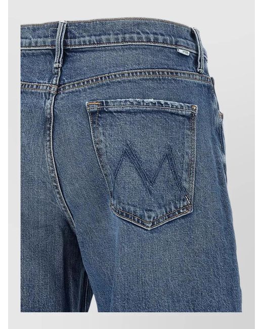 Mother Blue High Rise Wide Leg Denim Jeans