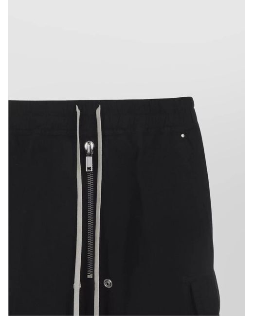 Rick Owens Blue Cotton Wide-Leg Cargo Trousers for men