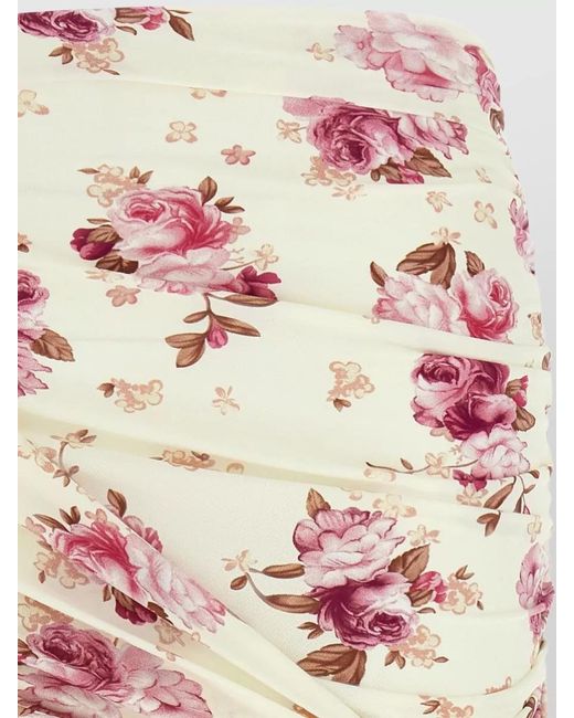 Magda Butrym Pink Floral Ruched Re26 Skirt Draped Style