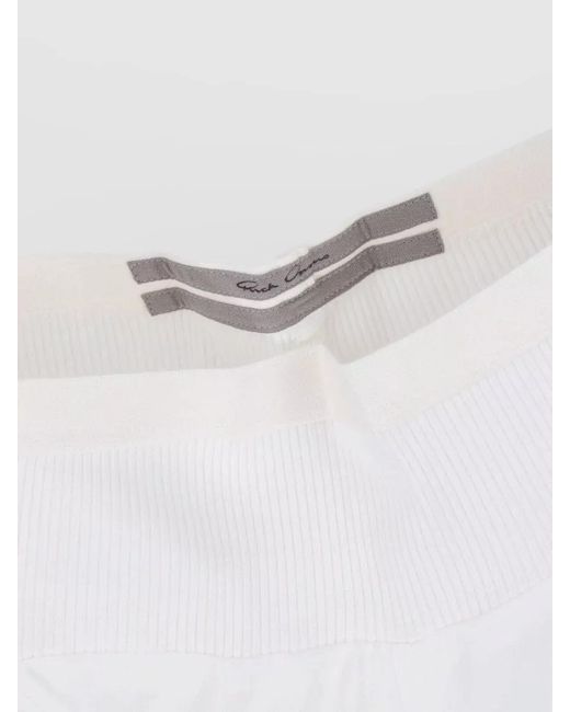 Rick Owens White Straight Trousers Seam Detailing Wide Leg