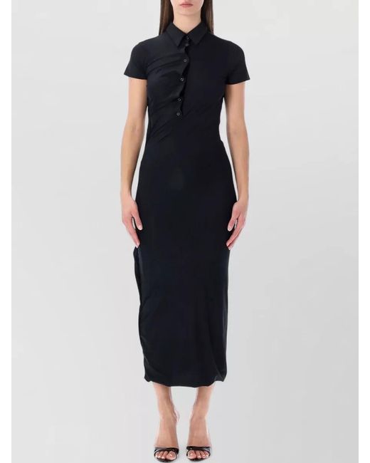 OTTOLINGER Black Polo Midi Dress Twisted Detail Buttons