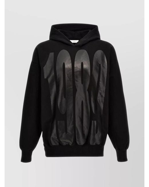 1989 STUDIO Black Cotton Logo Hoodie for men