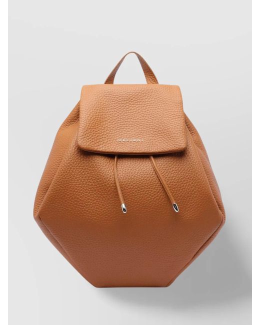 Orciani Brown Handle Straps Pebbled Soft Backpack