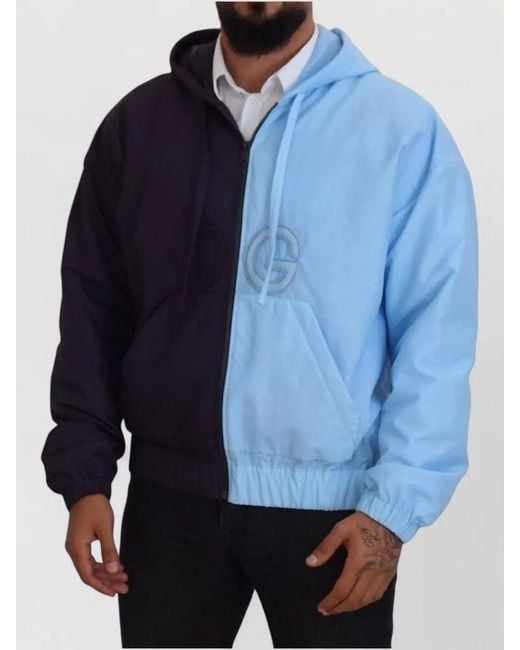 Dolce & Gabbana Blue Hooded Dg Full Zip Jacket for men