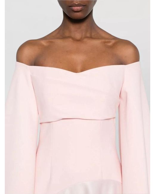 Solace London Pink Rina Off Shoulder Satin Maxi Dress