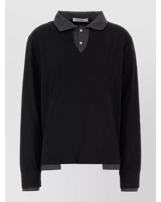 GIMAGUAS Black Cotton Long-Sleeve Polo Shirt
