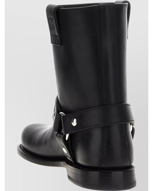 Loewe Black Leather Biker Ankle Boots
