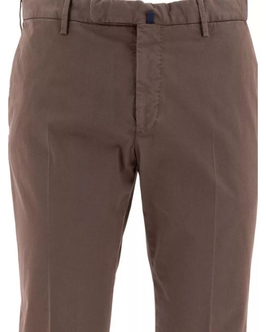 Incotex Brown Slim-Fit Cotton Trousers for men