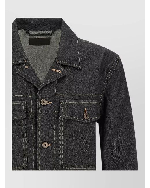 Lemaire Black Denim Trucker Jacket Regular Fit Collar for men